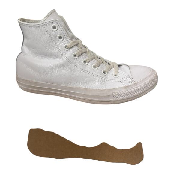 Converse All Star Chuck Taylor Men 7 Women 9 White Leather Hightop Shoe main image 8